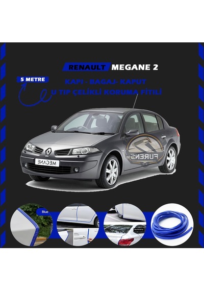 Renault Megane 2 Oto Araç Kapı Koruma Fitili 5metre Parlak Mavi Renk