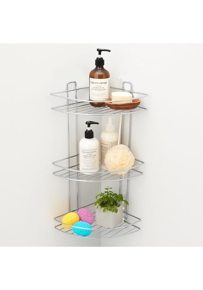 Banyo Duş Köşe Rafı Üç Katlı Krom Şampuanlık Paslanmaz Metal Duvar Tipi Düzenleyici Organizer Diğer