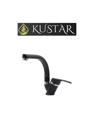 Kustar Tyal Kısa Mix Aç Kapa Banyo Lavabo Bataryası Siyah