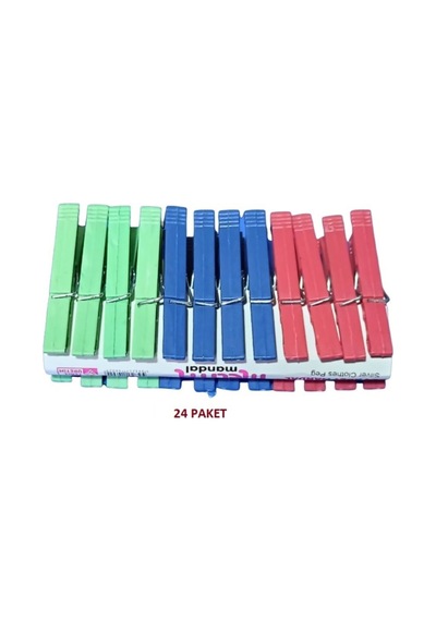 24 Adet 24 Lü Plastik Mandal Çamaşır Mandalı 24Adet