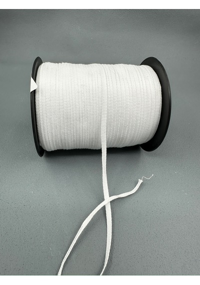 5 Mm Pamuk Balıksırtı Şerit-5 Metre - Beyaz