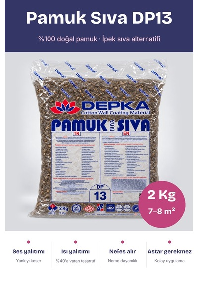Depka Pamuk Sıva Dp13 2 Kg 7-8 M² İpek Sıva Alternatifi Isı Ve Ses Yalıtımlı Dekoratif Sıva