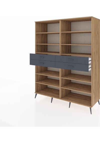 Kronos Gardrop 10 Raflı 4 Çekmeceli 176x59x221 Çam-çam/antrasit Çam/antrasit Kronos Gardrop 10 Raflı 4 Çekmeceli 176x59x221 Çam-çam/antrasit Çam/antrasit