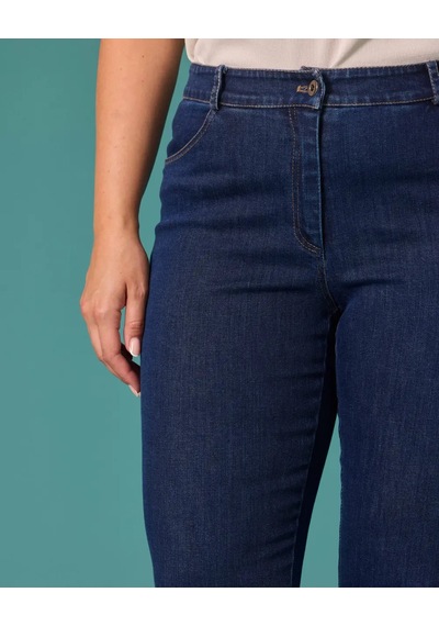Galaxi Büyük Beden Yüksek Bel İspanyol Paça Denim Pantolon Gala-xi Lacivert