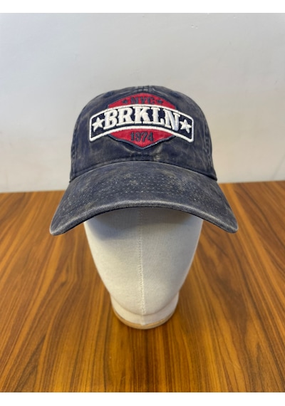 Hamze Vintage Yıkamalı Eskitme Model İthal Nakışlı Unisex Cap Şapka Lacivert