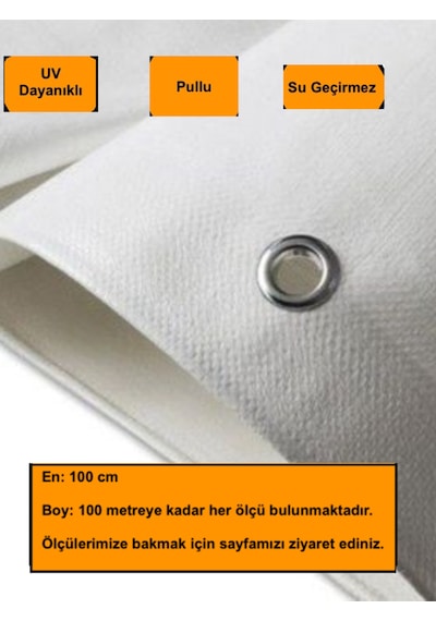 1x5 Metre Beyaz Balkon Örtüsü Branda, Balkon Çadır Bezi, Seperatörü, Uv Katkılı