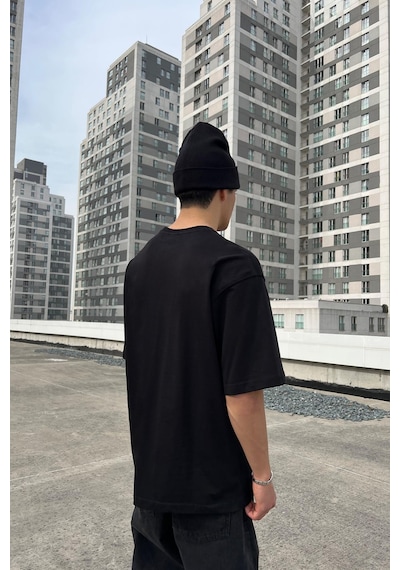 Flaw Atelıer Basic Oversize Tişört Siyah Siyah