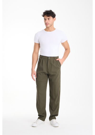 Gugus Erkek Baggy İthal Kumaş Pantolon Haki