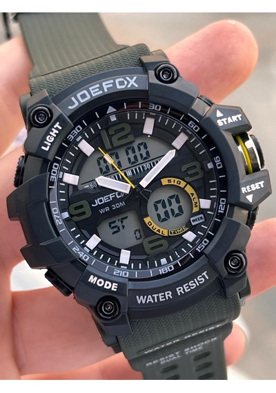 Joefox Digital Ve Analog 2 Yıl Garantili Kronmetre+takvim+alarm+aydınlatma Erkek Kol Saati Joe.bk02 Siyah