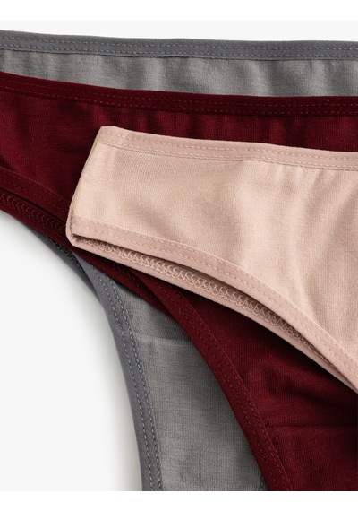 Koton Basic Brazilian Külot Çok Renkli Pamuklu 3'lü Paket Pembe 5wlk30017mk Gül