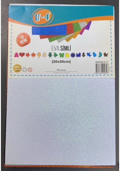 U-4 Eva Simli Köpük Kağıt 10 Renk 20x30cm Glitter Foam Sheet El İşi Okul Projesi U4-147