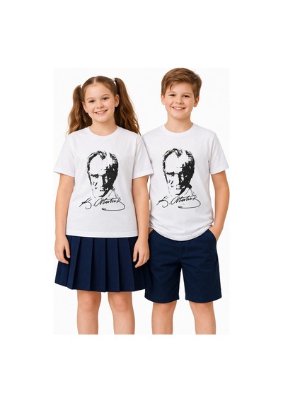 Atatürk Baskılı Çocuk Tişört Bgl-st05506 Beyaz