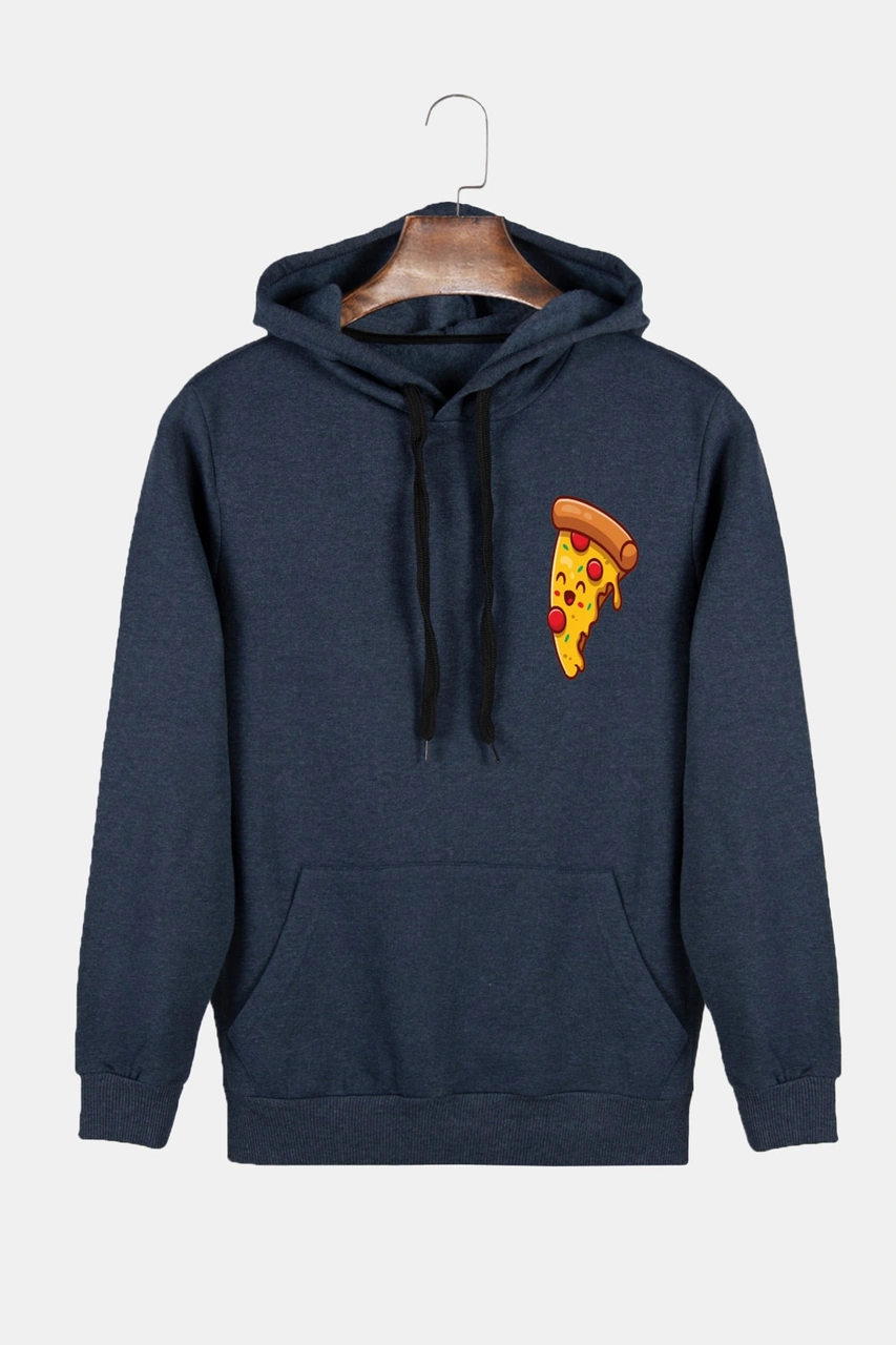 Veaven Unisex Indigo Kapüşonlu Pizza Dilimi Baskılı Slim Fit Kanguru Cepli Sweatshirt İndigo Veaven Unisex Indigo Kapüşonlu Pizza Dilimi Baskılı Slim Fit Kanguru Cepli Sweatshirt İndigo