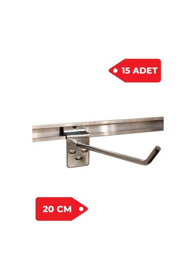 20 Cm 15 Adet Siyah Kanallı Pano Kancası Raf Askısı Galvaniz
