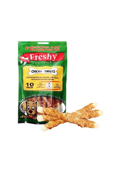 Freshy Tavuklu Twist Kurutulmuş Et Kaplı Çiğneme Burgu Çubuk 13 CM 10'lu 90 G