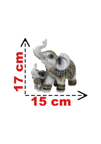 Lüks Nakış İşlemeli Anne Ve Yavru Fil Heykeli Feng Shui Şans Getiren Dekoratif Masaüstü Biblo 17 Cm. 74221562