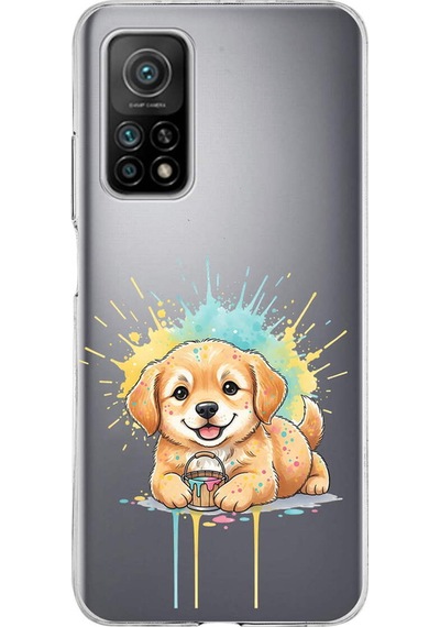 Xiaomi Mi 10 T İle Uyumlu Splash Köpek Tasarımlı Şeffaf Silikon Kılıf Şeffaf