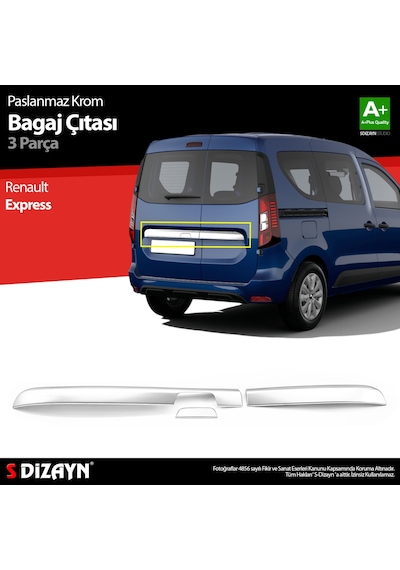 S-dizayn Renault Express Krom Bagaj Çıtası 3 Prç. 2021 Üzeri A+ Kalite