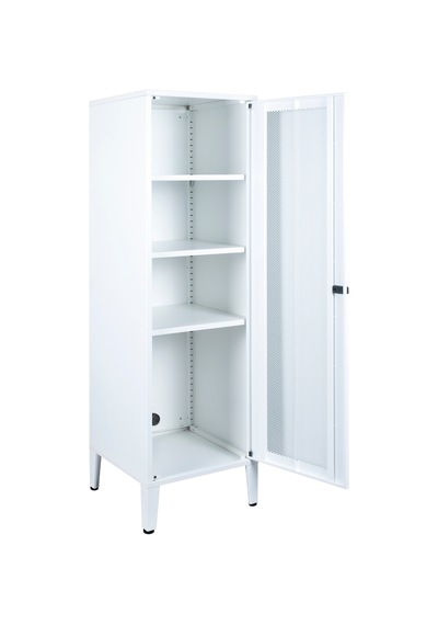 Lande Ziglat Serisi Kilitli Metal Home Office Dolabı %70 Perfore Kapaklı Beyaz 450x1390x450 Mm