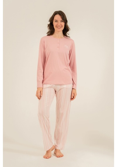 Arnetta Kadın Always Smile Pembe Uzun Kol Pijama Takımı Ar3754-s-v1 Ar3754-s-v1