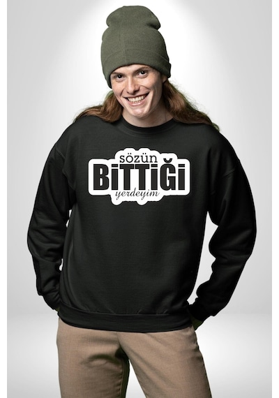 Sözün Bittiği Yerdeyim Unisex Siyah Sweatshirt Siyah