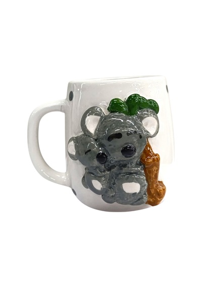 Boni Bon Collection Design 3d Kabartma El Yapımı Sevimli Koalalı Seramik Kupa Bardak 400 Ml
