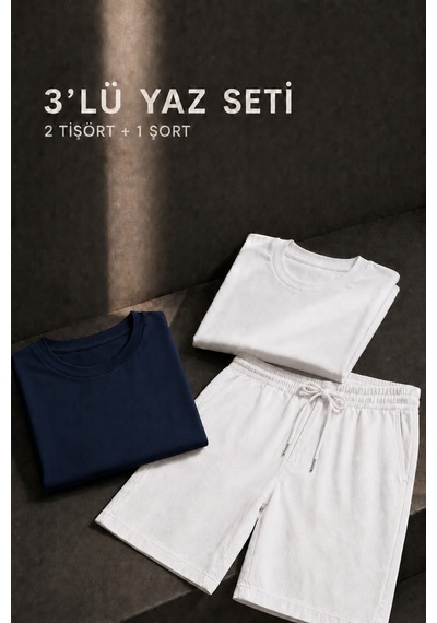 Erkek Keten Beyaz Şort & Lacivert-beyaz Basic Pamuklu 2 Li Set Tişört Premium Rahat Kalıp 3 Lü Yazlık Takım Lacivert+beyaz-tişört/beyaz-şort Erkek Keten Beyaz Şort & Lacivert-beyaz Basic Pamuklu 2 Li Set Tişört Premium Rahat Kalıp 3 Lü Yazlık Takım Lacivert+beyaz-tişört/beyaz-şort