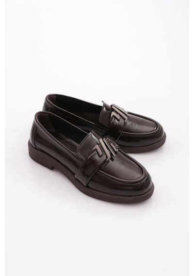 Dgn 527 Kadın Loafer Ayakkabı Kahve Rugan
