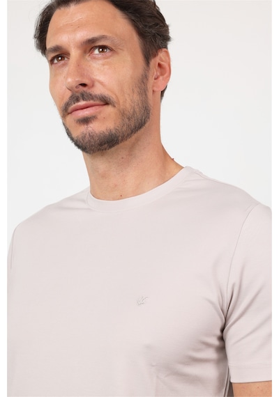 Bisiklet Yaka Kısa Kol Örme Standart Fit Esnek Tişört 1011260251 Taş Rengi