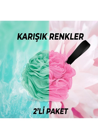 Banyo Ve Duş Lifi, Yumuşak Vücut Yıkama Lifi, Karışık Renkli Banyo Kesesi 2'li Paket