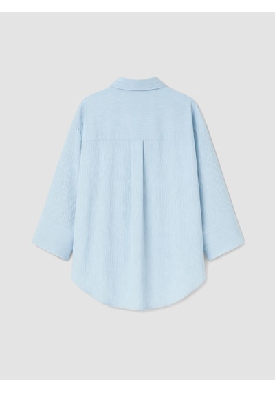 Lcw Everyday Mavi Çizgili Oversize Armürlü Kadın Gömlek