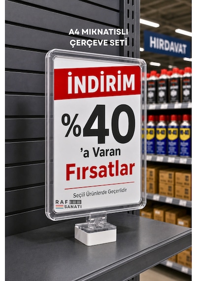 A4 Güçlü Mıknatıs Tutuculu Fiyatlık Etiketlik Dikey Yatay Ve Bilgilendirme Çerçevesi Şeffaf