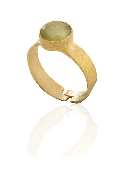 Kadir Jewellery 22 Ayar Altın Kaplama Zirkon Taşlı Kadın Minimal Yüzük Yeşil 79123495