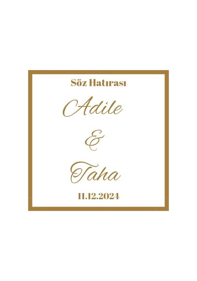 Gold Renk Söz Hatırası Çikolata Etiketi 3,5x3,5 Cm 70 Adet - Arletikettasarım Beyaz