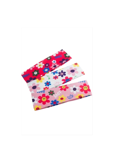 Çiçek Desenli Saç Bandı 6 Cm Pembe