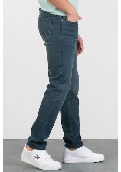 HLT Jeans Erkek Petrol Yeşili Taşlamalı Slim Fit Likralı Jean Kot Pantolon Robert Yeşil