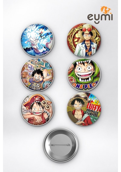 One Piece Monkey D. Luffy Gear 5 Sun God Çanta Süsü Rozet İğneli Buton Rozet Seti 58 Mm 6'lı Çok Renkli
