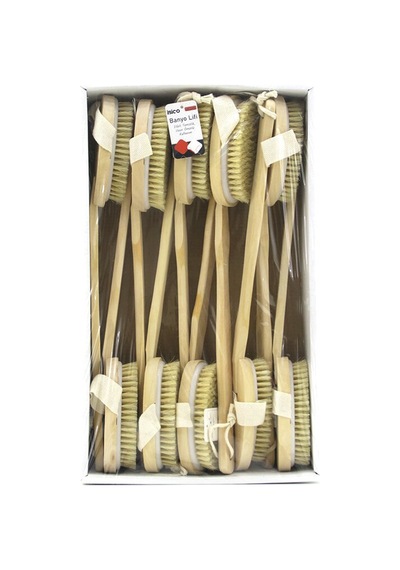 İbico İ21-095 Sırt Kesesi Ve Duş Fırçası Fırça:6x12cm + Sap:30cm 42cm 2in1 Kullanım Ahşap Saplı - 10'li Paket Diğer