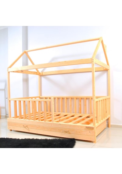 Markaawm Markaawm Montessori Çocuk Yatak Yavrulu Çekmeceli 90X190 Karyola Akçaağaç