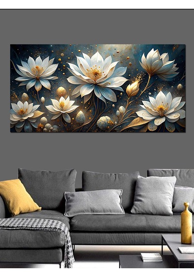 Kanvas Tablo Beyaz Lotus Çiçekleri