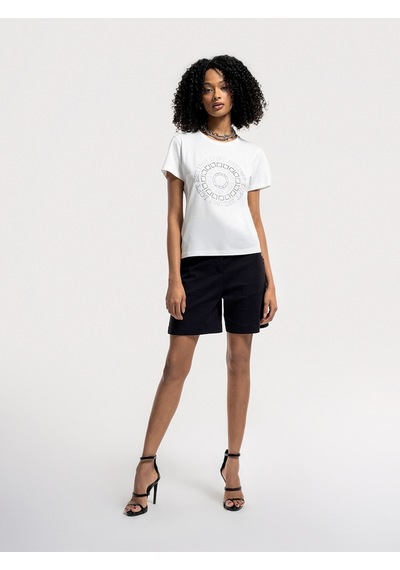 Slim Fit Kadın Tshirt K.kol Beyaz