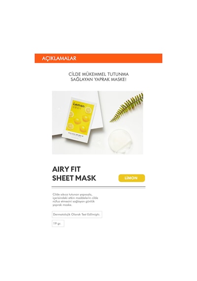 Missha Limon Özlü Aydınlatıcı Yaprak Maske 1 Adet Airy Fit Sheet Mask Lemon