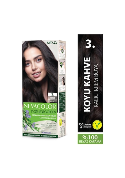 Nevacolor Natural Colors 3. Koyu Kahve - Kalıcı Krem Saç Boyası Seti