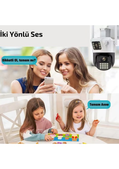 6015 Wifi 6mp Sesli Dual Kamera Ip Güvenlik Kamerası Gece Görüşlü