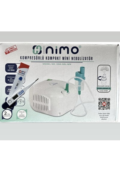 Ateş Ölçer Hediyeli Kompresörlü Compact Mini Nebülizatör Hnk-nbl-mn