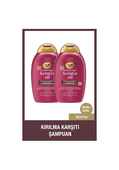 OGX Keratin Oil Kırılma Karşıtı Sülfatsız Şampuan 385 ml x2
