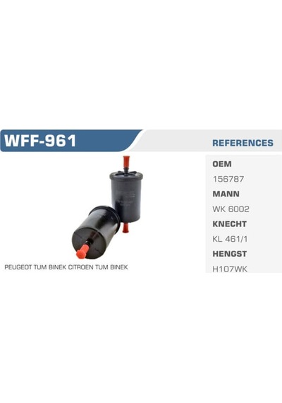 WINKEL WFF-961 Benzin Filtresi CLIO I II III Kangoo Megane I II Laguna I II Scenic Twingo / 20 307 406 407 Yakıt Filtresi 37881778