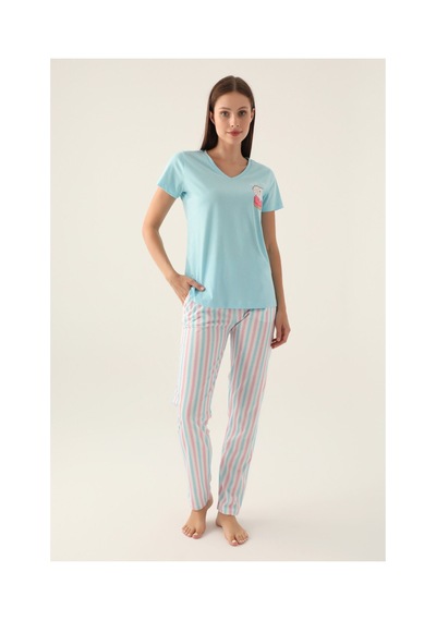 Arnetta Sweet Açık Mavi Kadın Kısa Kol Pijama Takımı