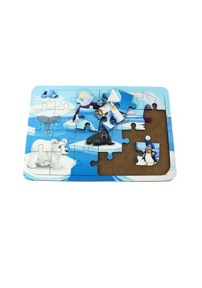 Ahşap Kutup Hayvanları Puzzle - Bebekleri İçin Puzzle - Ahşap Yapboz Oyuncak - Oyuncak Yap-boz - 24 1 Adet