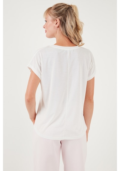 Lela Baskılı Bisiklet Yaka Regular Fit Bayan T Shirt 6671004 Ekru
